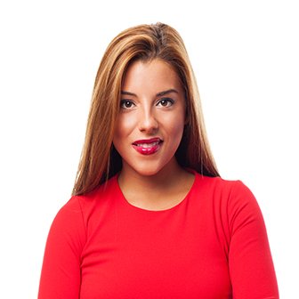 portrait of a pretty woman wearing a red dress